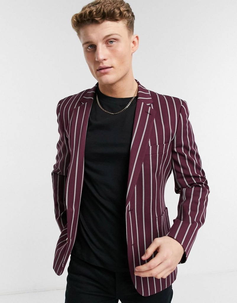 MARYNARKA MĘSKA BORDOWA W PASKI CASUAL 48 1RSA