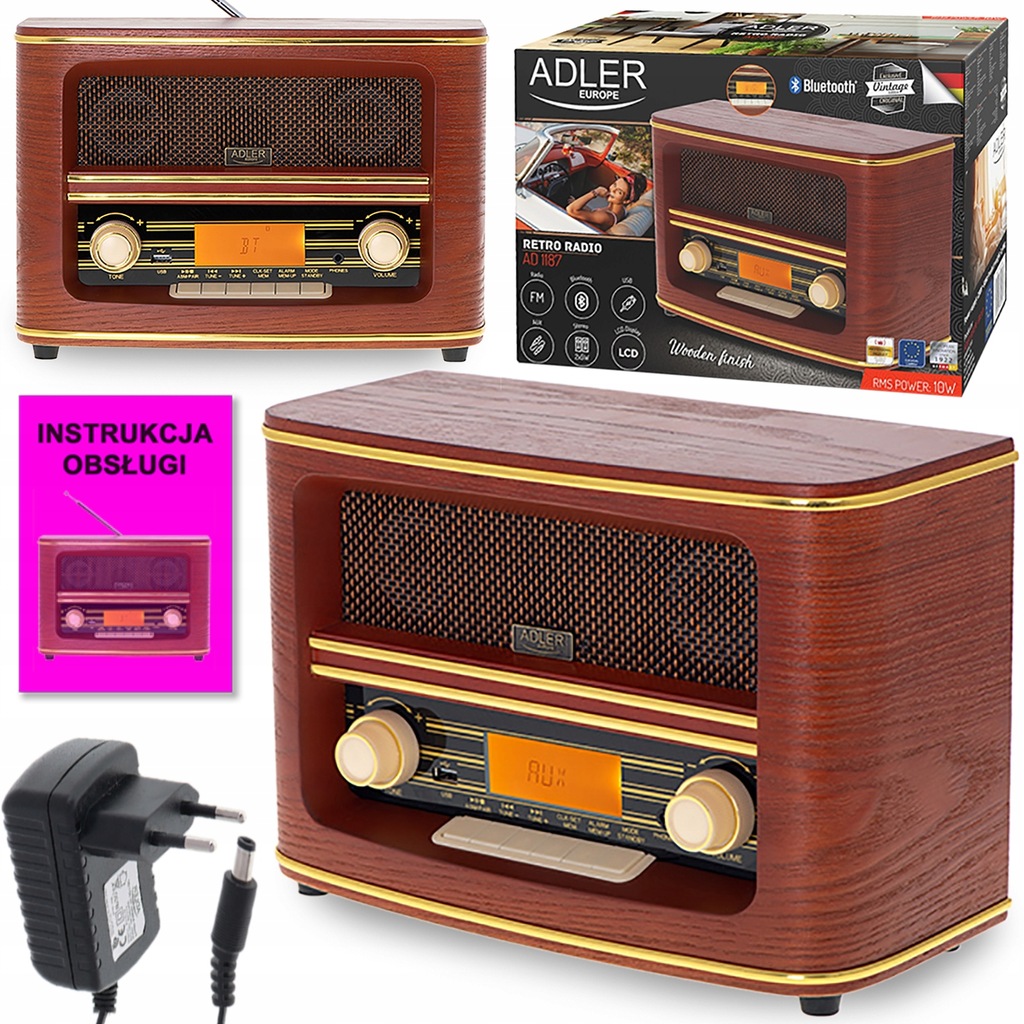 RADIO DREWNIANE Z BLUETOOTH SIECIOWE RETRO USB MP3 12821552021