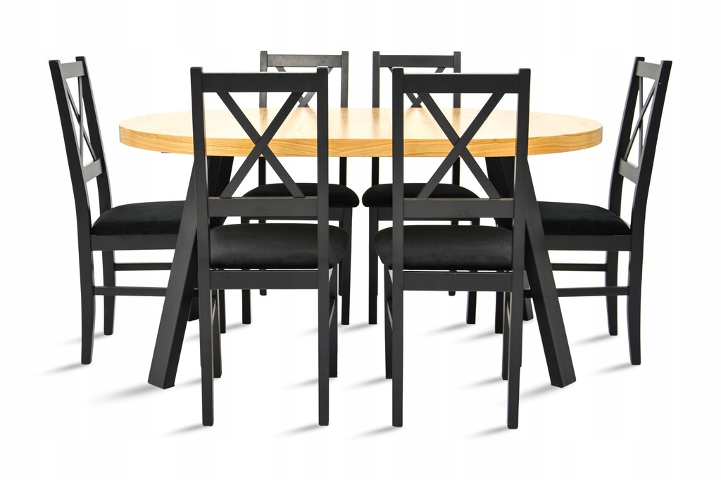 Okrągły stół dąb 100x100/200 rozkładany 6 krzeseł