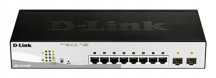 D-Link DGS-1210-08P Zarządzany L2 Gigabit Ethernet (10/100/1000) Obsługa Po