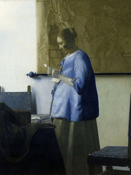 Obraz Kobieta w błękitnej sukni - Vermeer 60x45