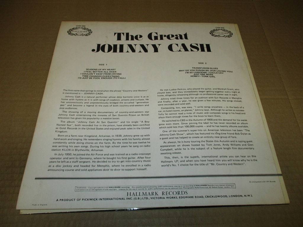 Купить JOHNNY CASH THE GREAT JOHNNY CASH LP 1970 UK: отзывы, фото, характеристики в интерне-магазине Aredi.ru