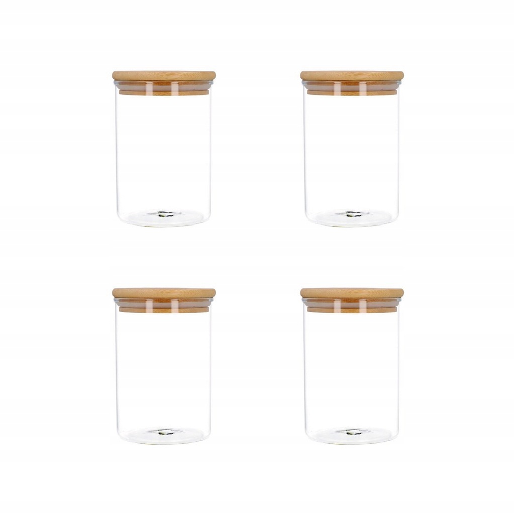 Zestaw 4x Pojemnik | ERLE | szklany z bambusowym wieczkiem | 0,6 l | 992517