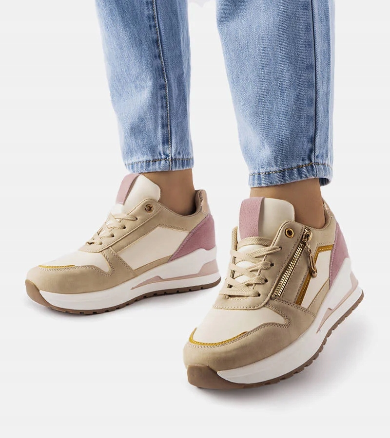 24888 Beżowo-różowe sportowe sneakersy 39