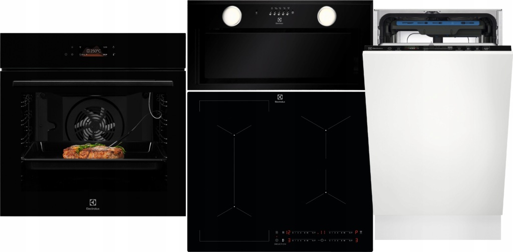 Polecany zestaw ELECTROLUX 4 Elementy AGD Do zabudowy Czarne szkło