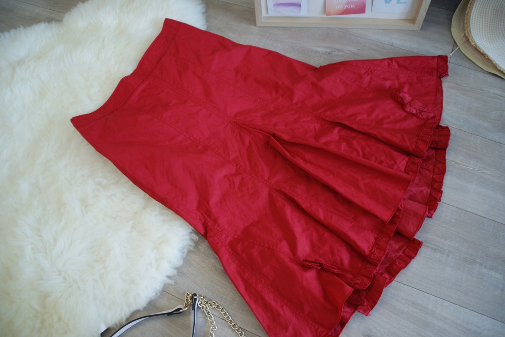 SOLAR czerwona spódnica z tafty CUDO 38/M ŚWIĘTA