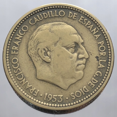 6737. Hiszpania - 2 1/2 pesety - 1953(54) r.