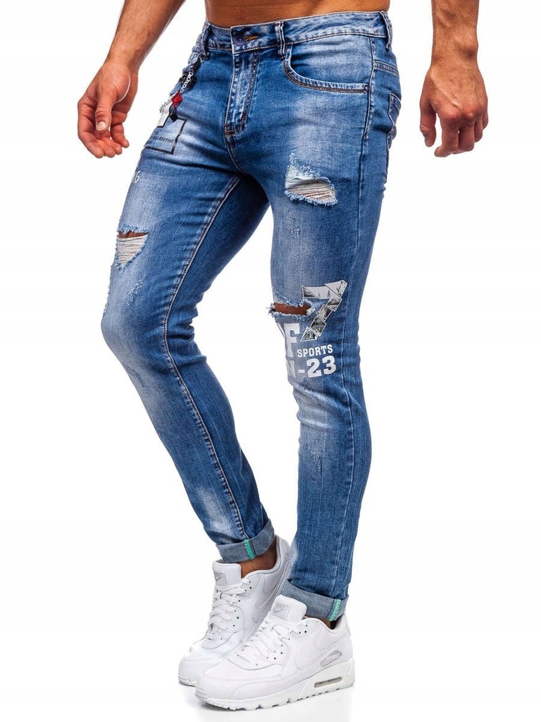 SPODNIE JEANSOWE SLIM GRANATOWE 85006S0 DENLEY_M