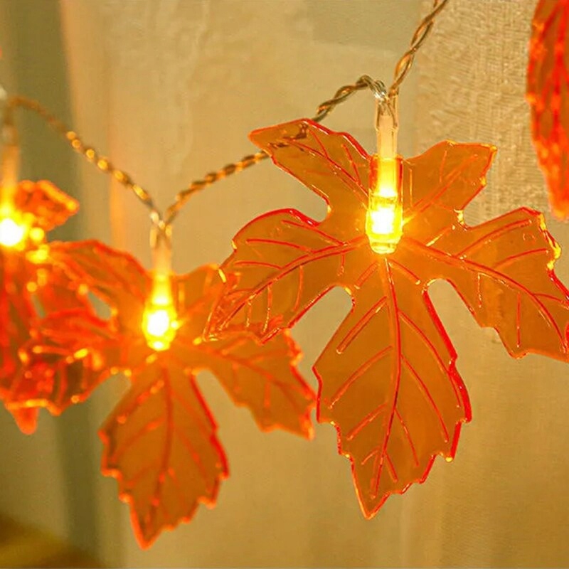 1.5M 10LED Artificial Autumn Maple Leaves Garland
