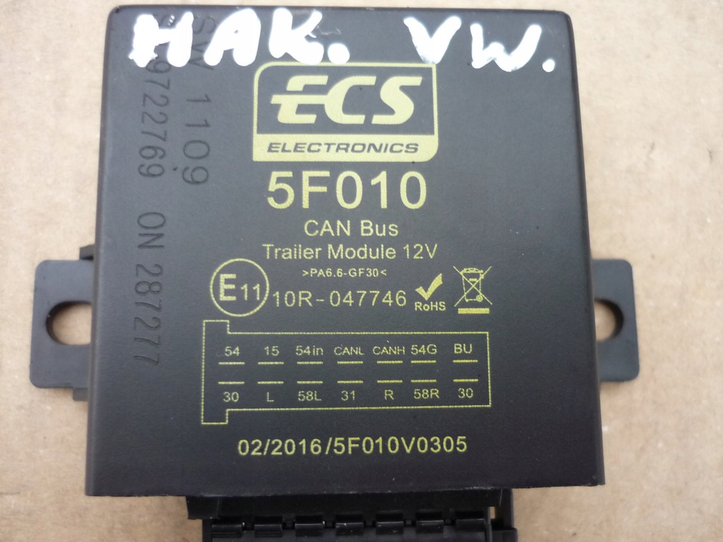 MODUŁ HAKA ECS 5F010 CAN BUS TRAILER MODULE 12V 9836882017