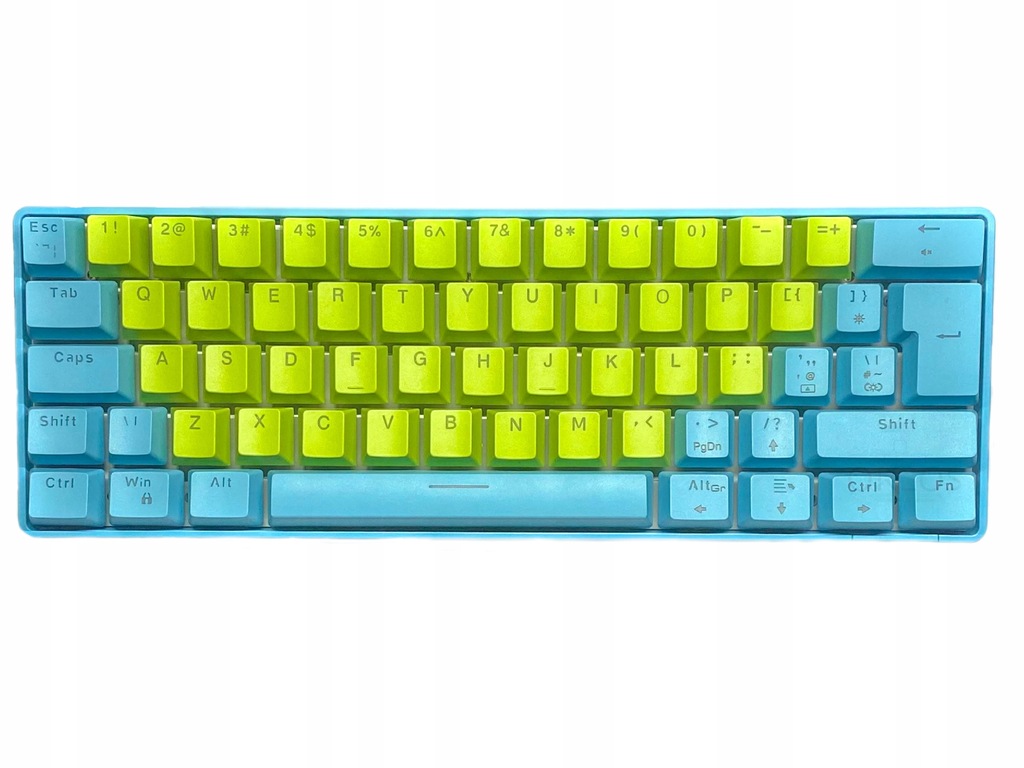 KLAWIATURA MECHANICZNA 60% RGB CUSTOM KEYCAPS B/G