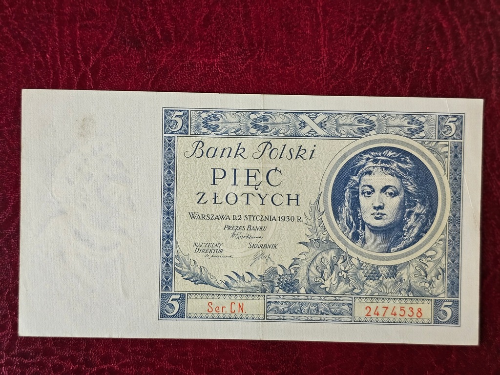 5 złotych 1930 rok Seria CN . Polecam - Bardzo ładny