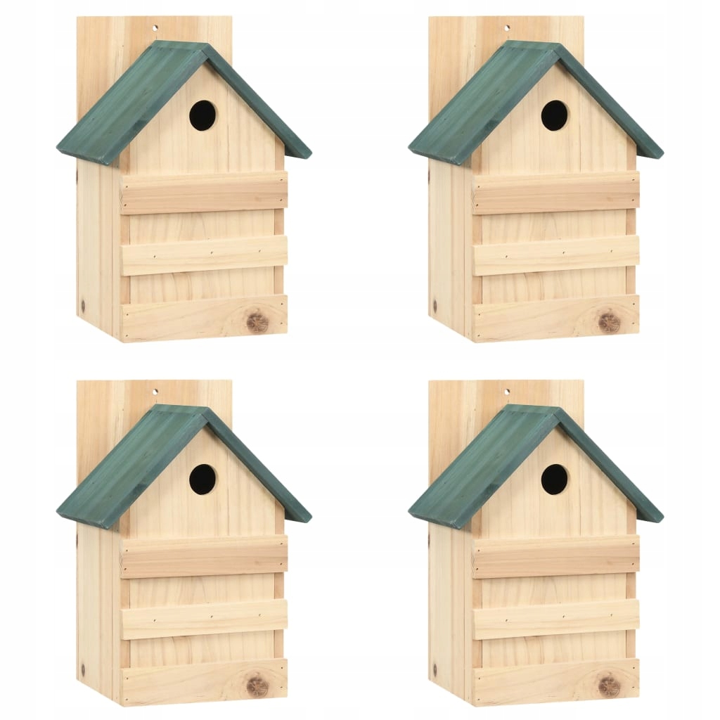 Domki dla ptaków, 4 szt., 23x19x33 cm, drewno jodł