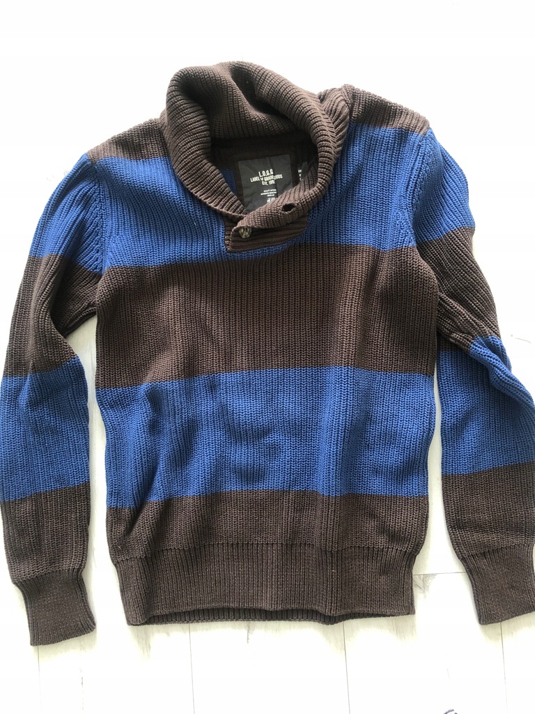HM H&M bluza paski brązowa niebieska sweter M