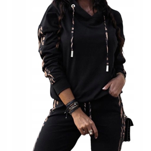 MODNY LUŹNY DAMSKI KOMPLET DRESOWY BLUZA SPODNIE