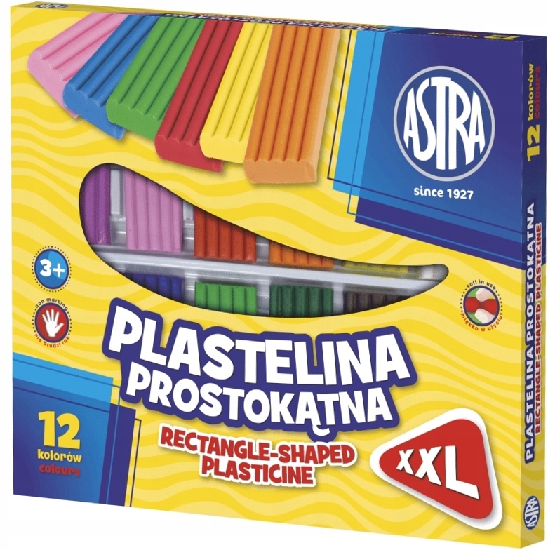 Plastelina 12 kolorów prostokątna ASTRA