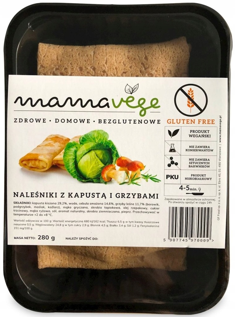 NALEŚNIKI Z SEREM I RODZYNKAMI BEZGLUTENOWE 280 g - MAMA VEGE