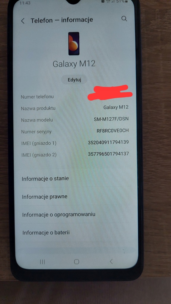 Smartfon Samsung Galaxy M12 4 GB / 64 GB niebieski