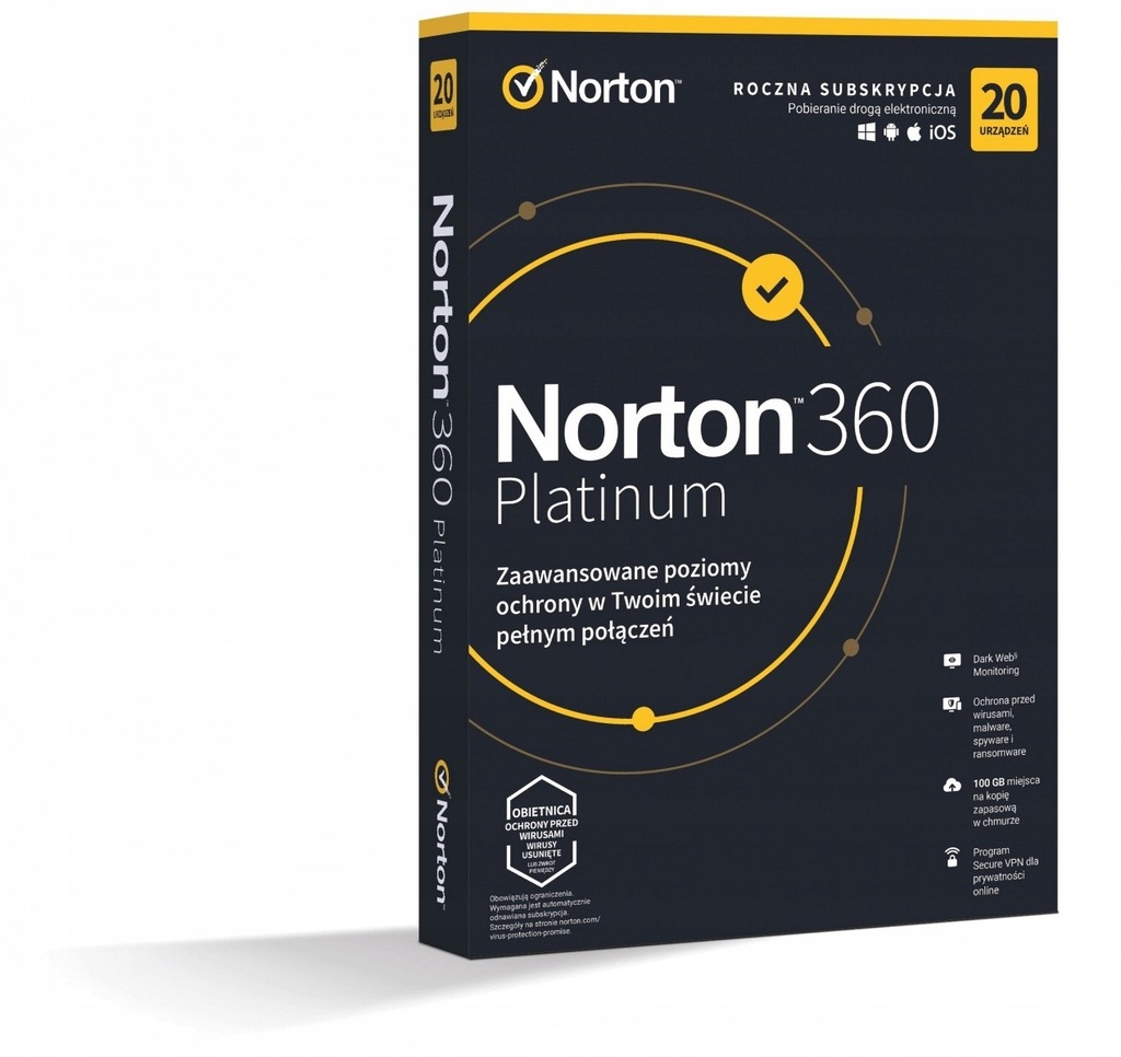 Norton360 PLATINUM100GB Pl 1U 20Dvc 1Y 21427517