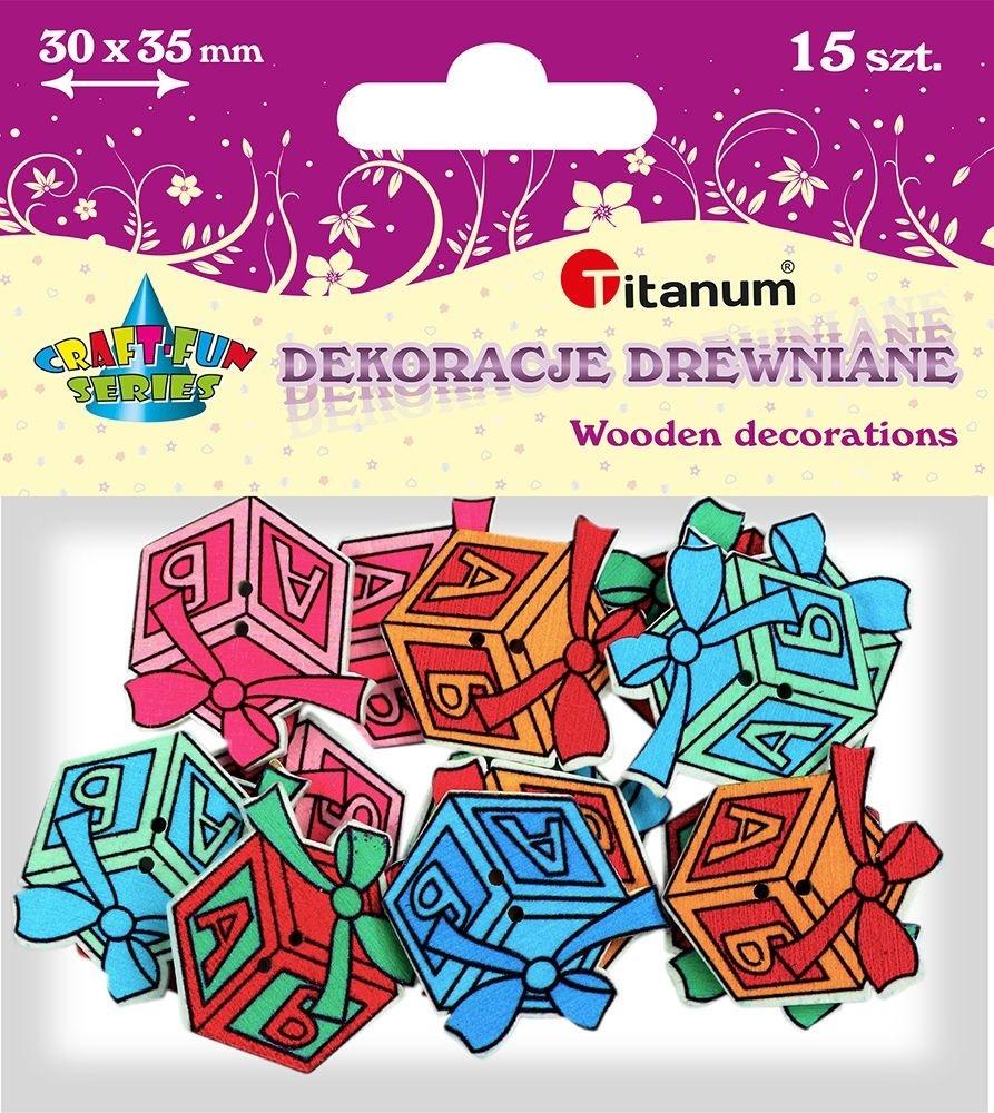 DREWNIANE GUZIKI PREZENTY 15SZT