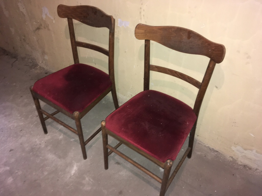 Krzesła PRL vintage drewniane tapicerowane
