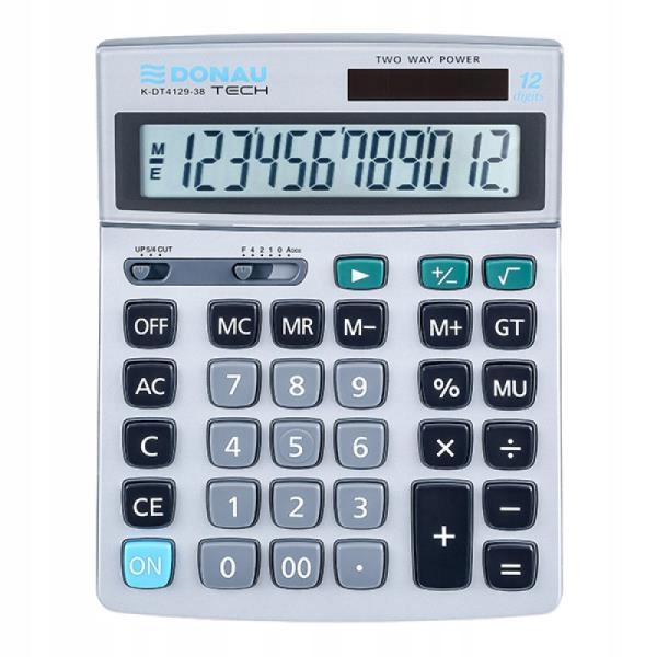 Kalkulator Donau Tech K-DT4129 12 cyfr 210x154x37mm metalowy srebrny