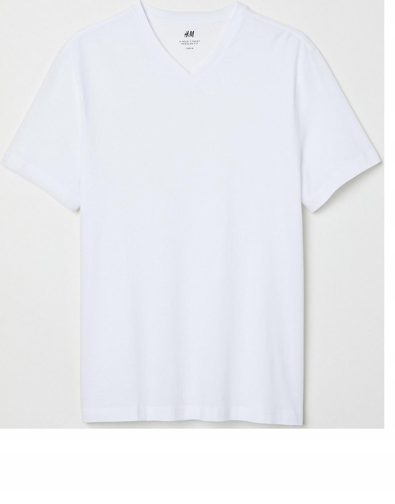 19A071 H&M__MJ9 BIAŁY T-SHIRT V-NECK__S