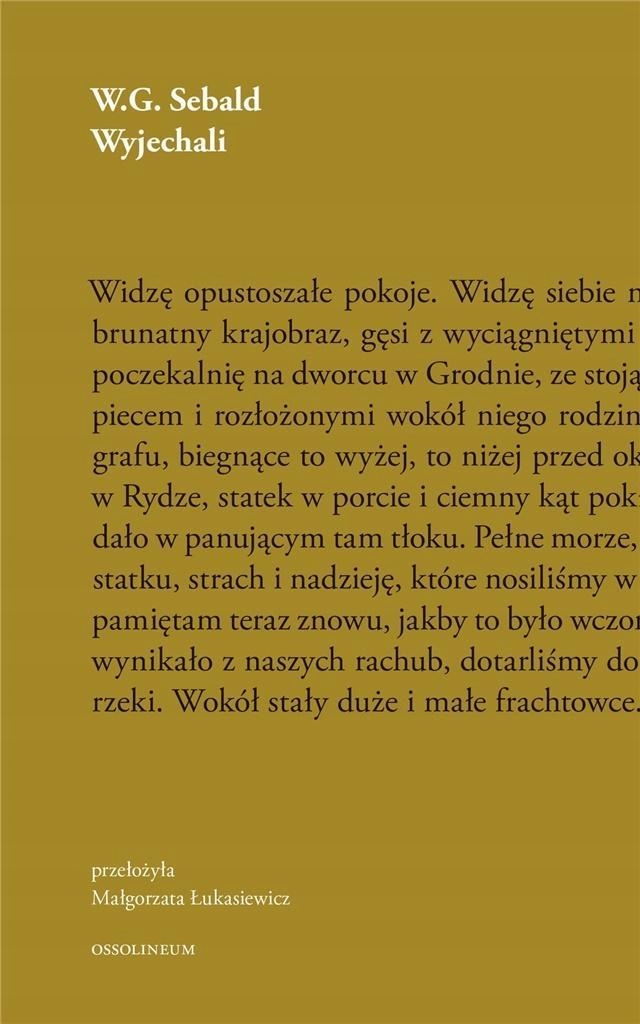 WYJECHALI, W.G. SEBALD