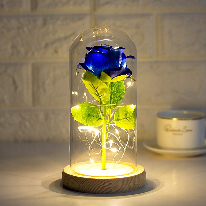 Купить Вечная роза в стеклянной светодиодной синей цветочной коробке: отзывы, фото, характеристики в интерне-магазине Aredi.ru
