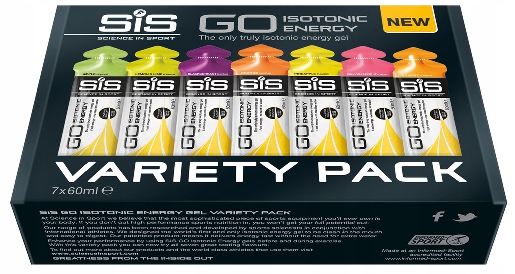 SIS Zestaw Żeli Izotonicznych 7x60ml MIX SMAKÓW Nawodnienie i Energia