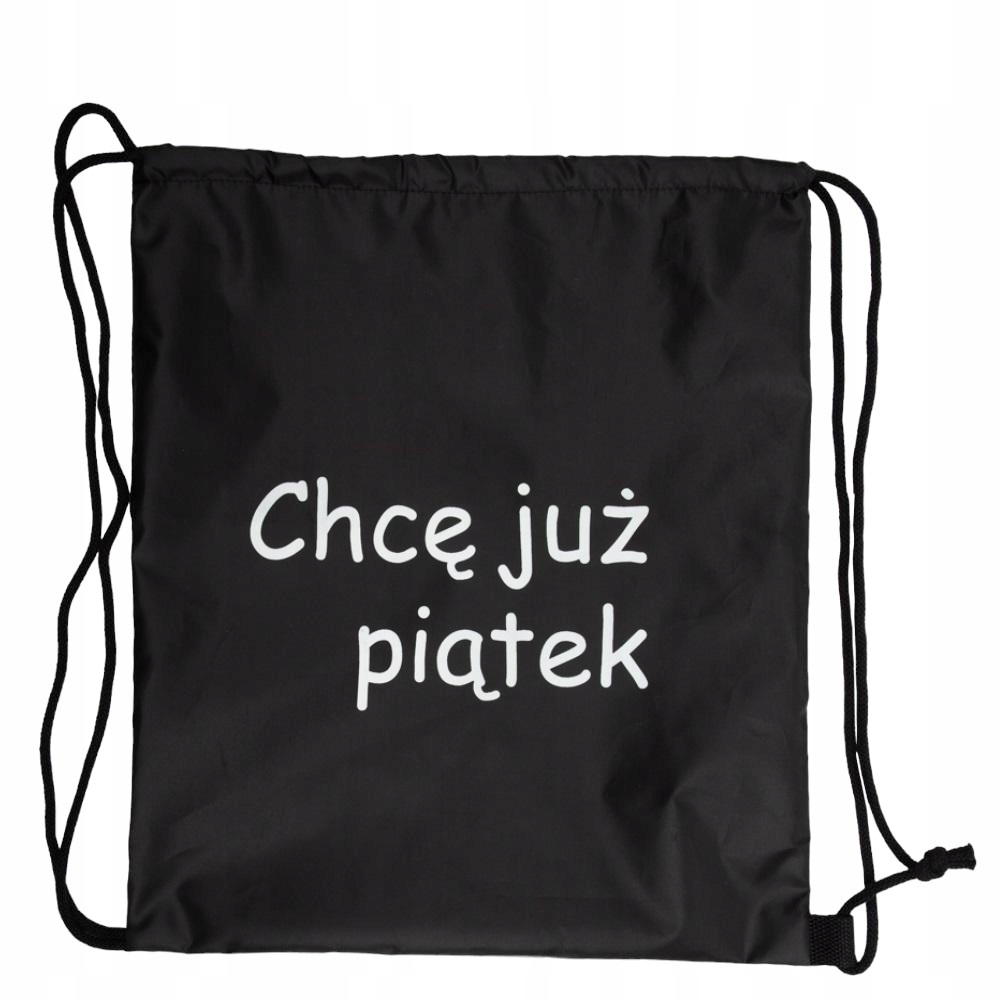 Worek plecak czarny Chcę już piątek