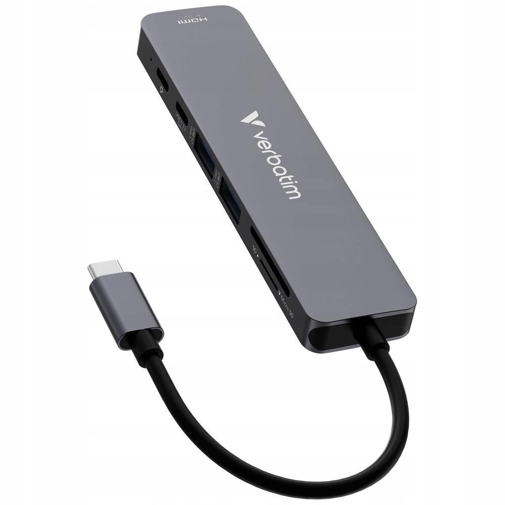 Adapter Hub Verbatim 3.2 HDMI/USB-C z 2x USB-A i kartą SD/microSD