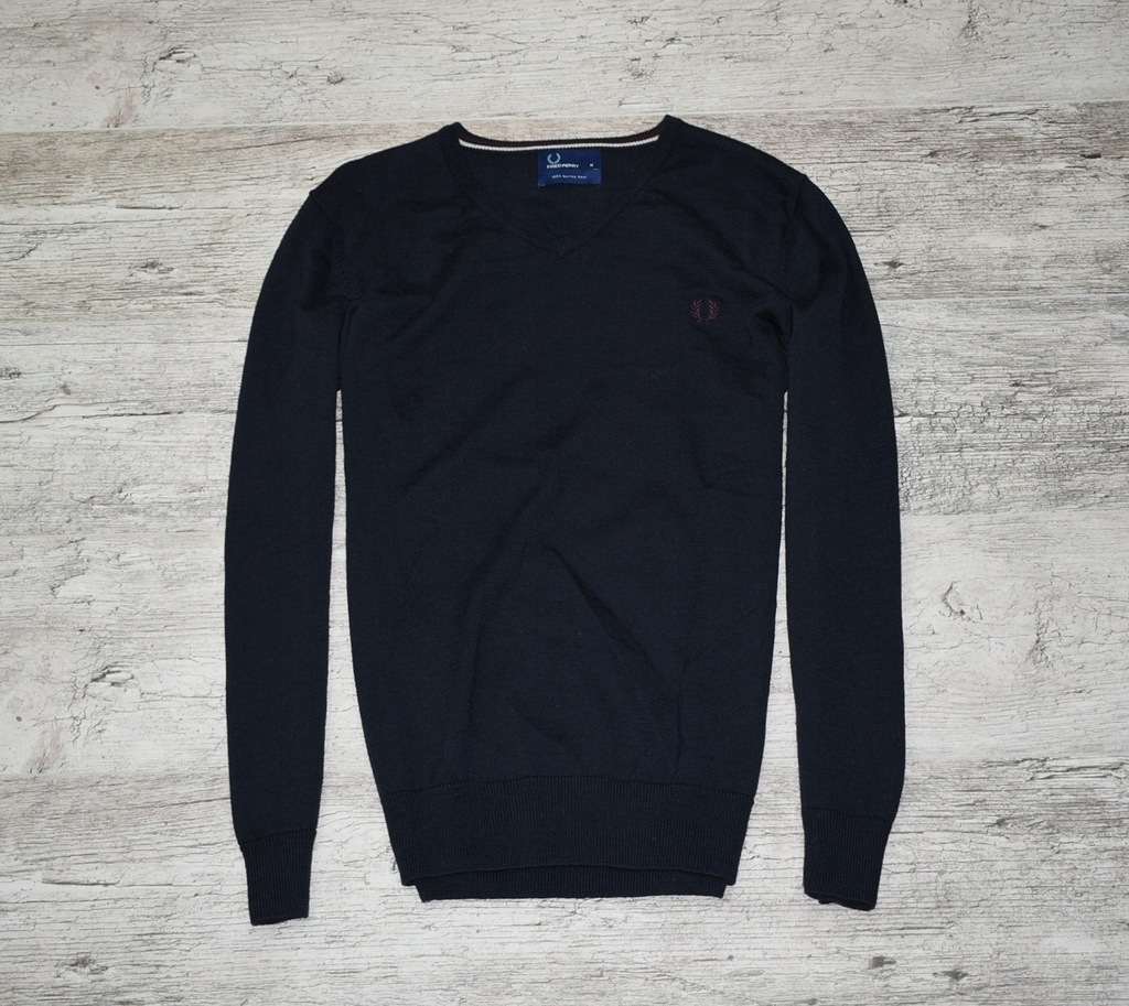 FRED PERRY 100% MERINO WOOL MĘSKI SWETER SEREK M