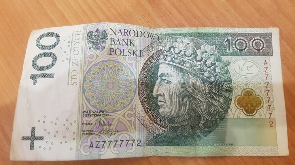 Banknot 100 zł 777777