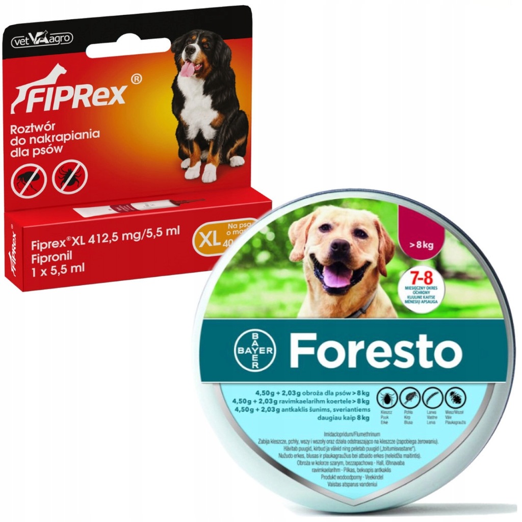 FIPREX KROPLE XL + FORESTO OBROŻA PSA NA KLESZCZE