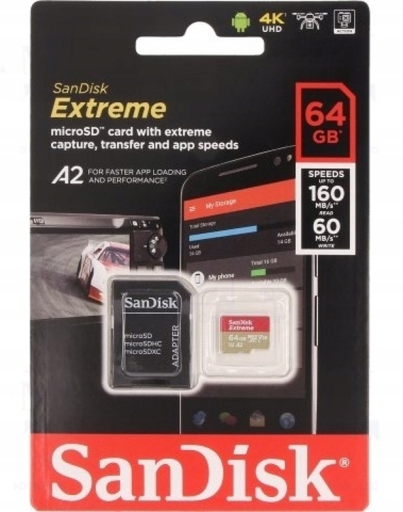 Купить Карта памяти SanDisk Extreme объемом 64 ГБ.: отзывы, фото, характеристики в интерне-магазине Aredi.ru