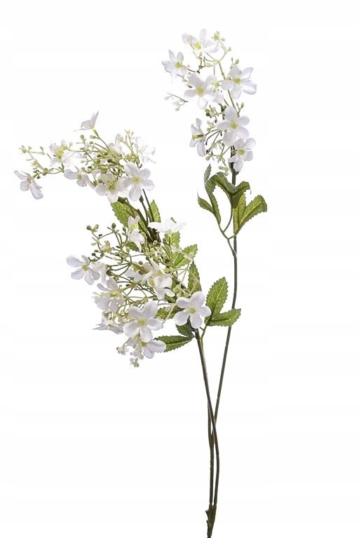 Gałązka białych drobnych kwiatów na lodydze 85cm