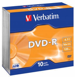 Płyta DVD Verbatim DVD-R 4,7 GB 10 szt Cienkie Opk