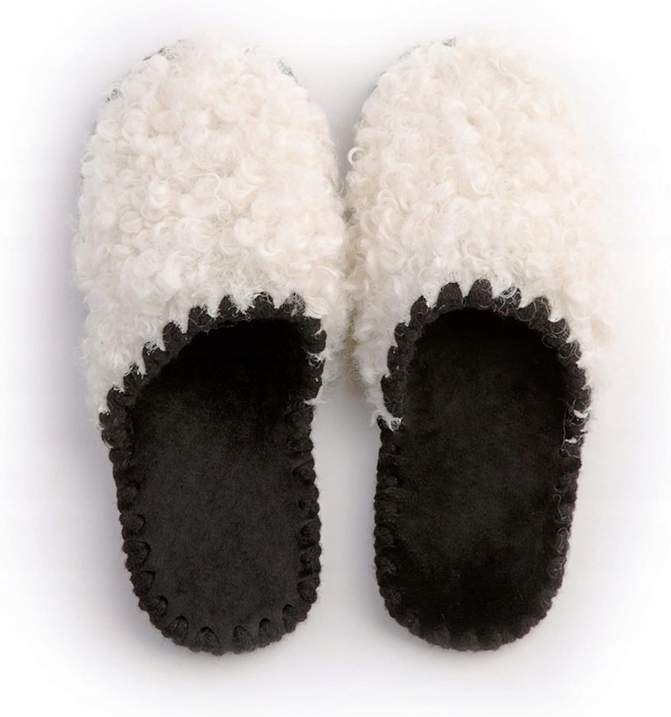 KAPCIE DAMSKIE WELUR BIAŁY EKO KARAKUŁ HANDMADE MIĘKKIE MOCNE 36-37 +WOREK