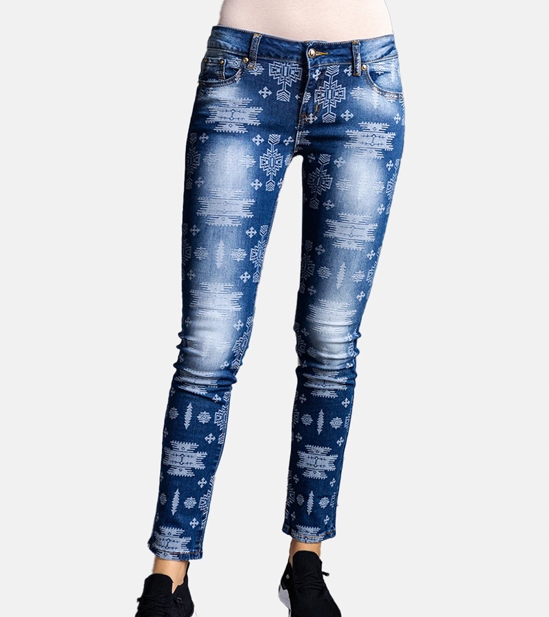 Damskie spodnie jeansowe przetarcia dziury slim elastyczne 30106 rozmiar 25