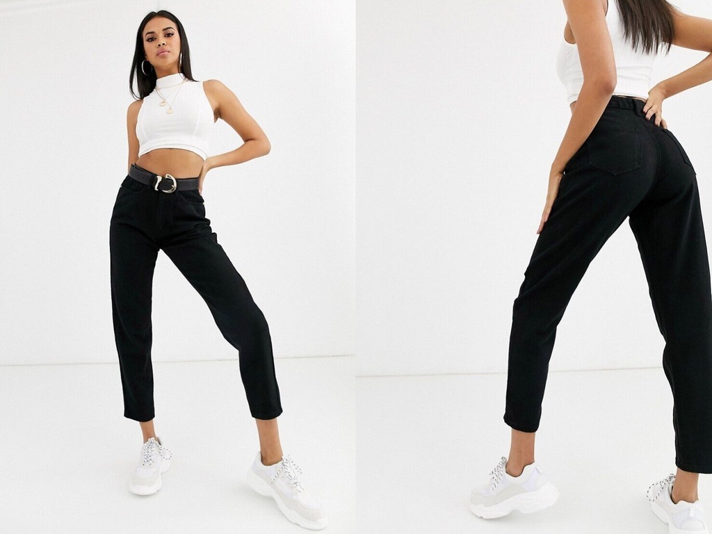 Missguided Czarne jeansy typu mom 36/S