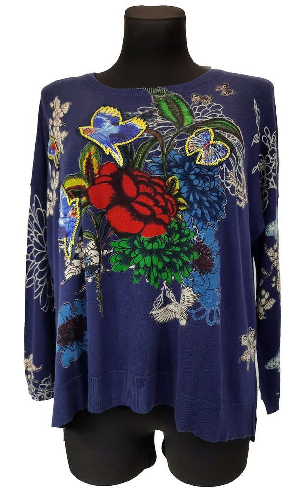 Bluza sweter oversize DESIGUAL patchwork boho S