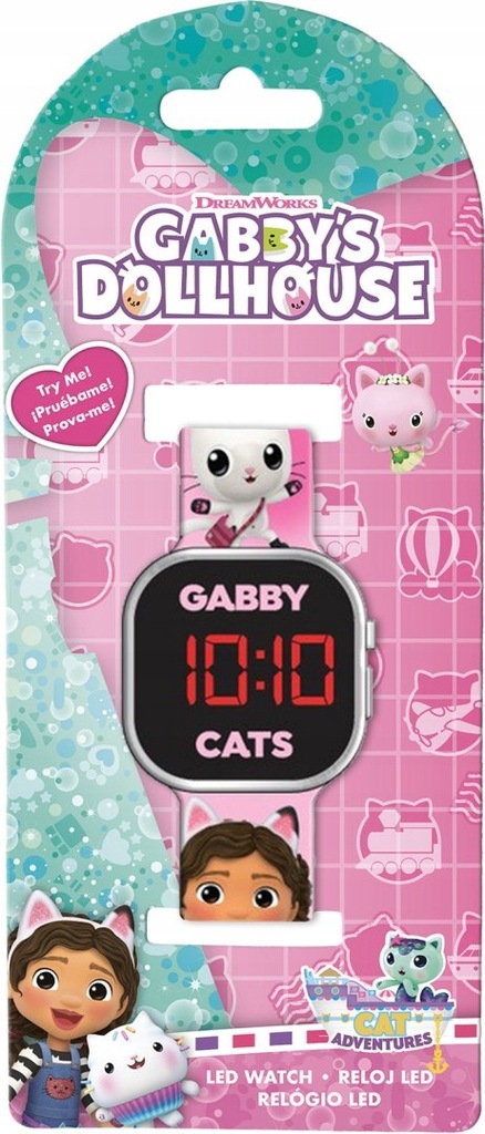 ND40_GAB4078 Zegarek LED z kalendarzem Gabbys Dollhouse / Koci Domek Gabi