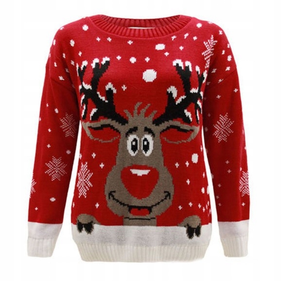 nowy Świąteczny sweter z reniferem, rudolf M/L