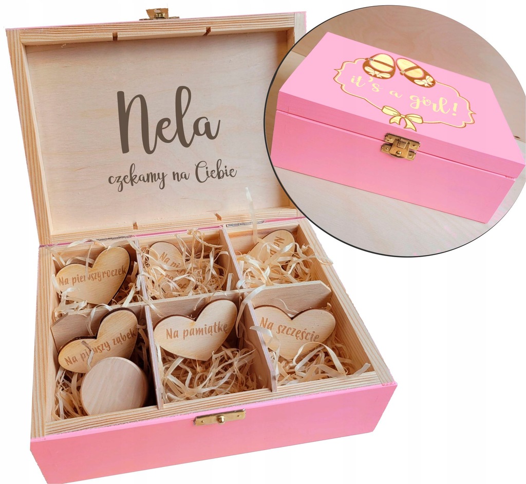 box baby shower Skrzynka + personalizowany grawer