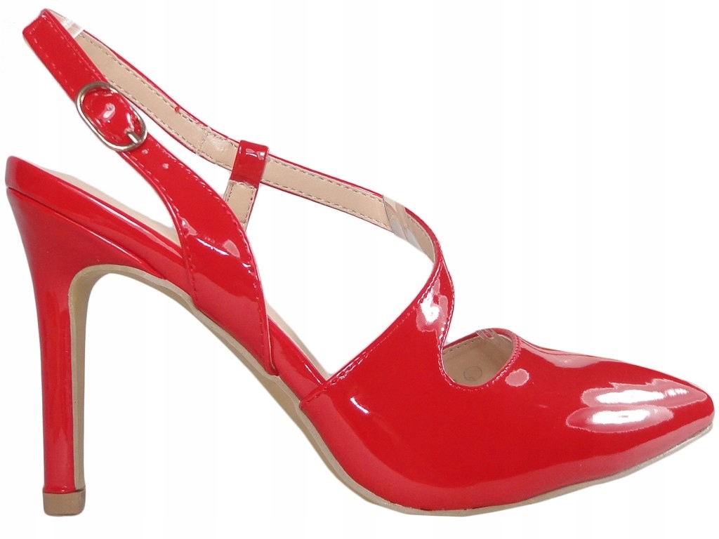 Czerwone szpilki buty damskie z wycięciem r 38
