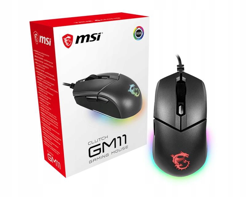 Mysz MSI Clutch GM11 (optyczna; 5000 DPI; kolor