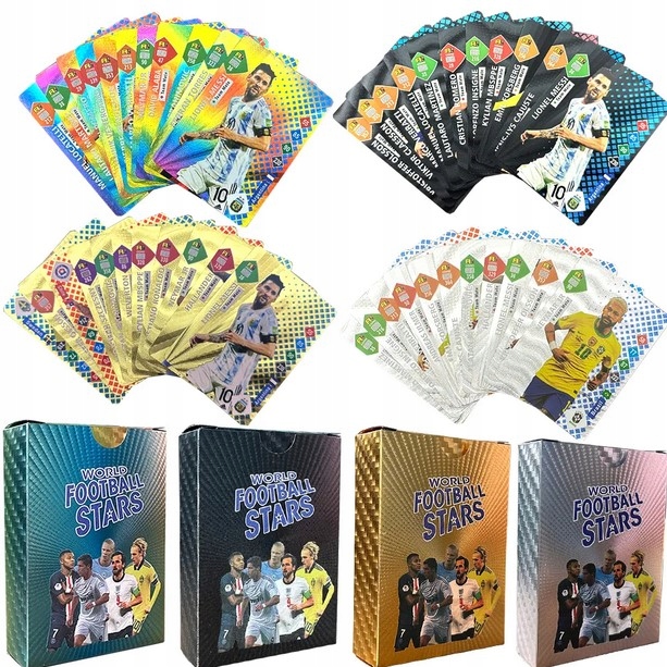 KARTY PIŁKARSKIE 220 ZŁOTE CZARNE SREBRNE TĘCZOWE