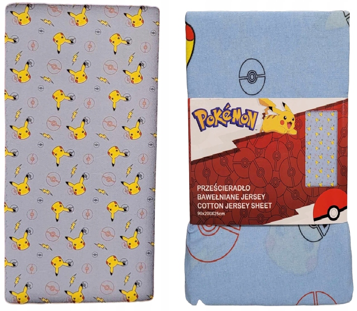 Prześcieradło dziecięce z gumką 90 x 200 cm Pokemon 100% bawełna HIT!