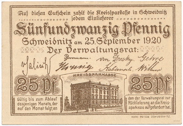 Świdnica - Schweidnitz - 25 fenigów 1920